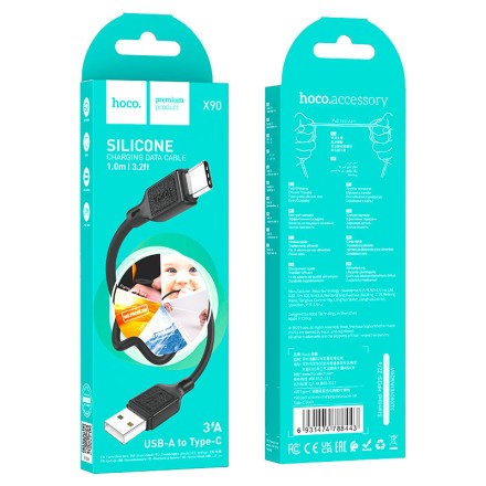 Usb Кабель-зарядка Type-C Hoco X90 3A 1м силиконовый черный