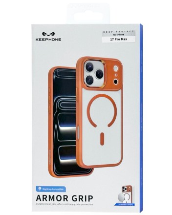 Накладка для i-Phone 17 Pro Max Keephone Armor Grip MagSnap оранжево-прозрачный