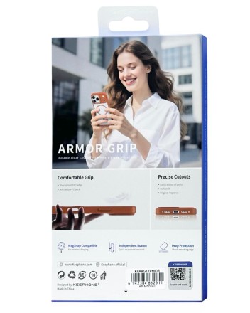 Накладка для i-Phone 17 Pro Max Keephone Armor Grip MagSnap оранжево-прозрачный