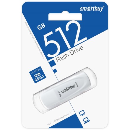 3.0/3.1 USB флеш накопитель Smartbuy 512 GB Scout белый (SB512GB3SCW)