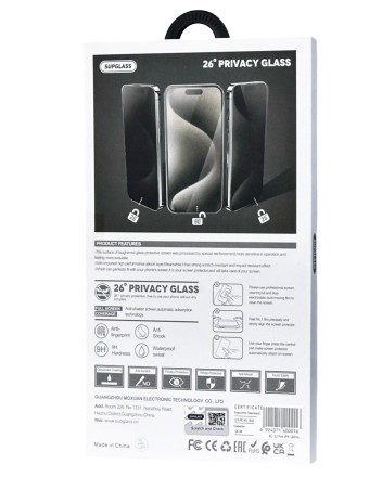 Защитное стекло Антишпион для i-Phone 16 Pro 6.3&quot; Supglass XC-12 3D