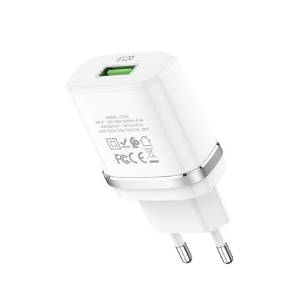 Сетевое зарядное устройство Hoco C12Q 1USB QC3.0 2.4A белое