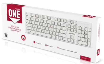 Клавиатура проводная Smartbuy ONE 238 USB/104+9 клавиш/Индикация клавиш/1.3м, (SBK-238U-W) белая