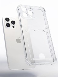 Чехол-накладка силикон с карманом под карту i-Phone 15 Pro 6.1&quot; прозрачная