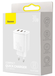 Сетевое зарядное устройство Baseus Super Si Quick Charger 2USB/1C 30W EU CCXJ-E02 белое