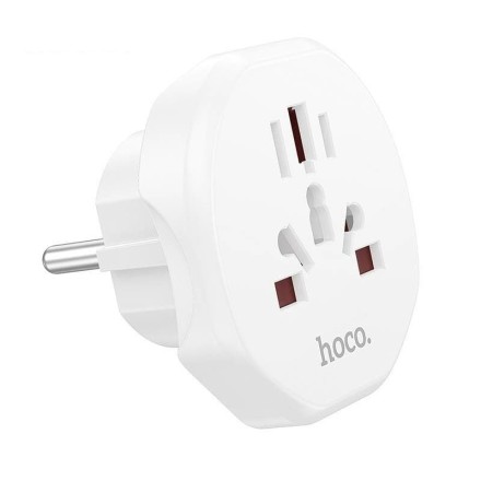 Сетевой переходник адаптер для евророзетки Hoco AC6 10А 250В белый