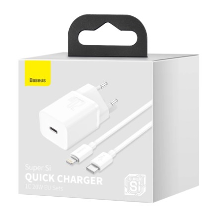 Сетевое зарядное устройство Baseus Super Si 1C кабель Lightning 20W TZCCSUP-B02 белое