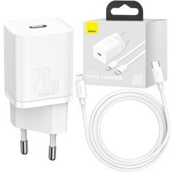 Сетевое зарядное устройство Baseus Super Si 1C кабель Lightning 20W TZCCSUP-B02 белое
