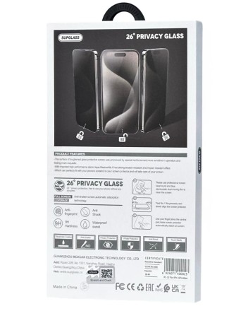 Защитное стекло Антишпион для i-Phone 16 Pro Max 6.9&quot; Supglass XC-12 3D