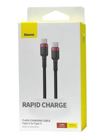 Кабель-зарядка Type-C на Type-C Baseus Cafule PD2.0 100W 2м (CATKLF-AL91) красно-черная