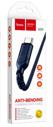 Usb Кабель-зарядка Type-C Hoco X59 3A 1м в тканевой оплётке синий
