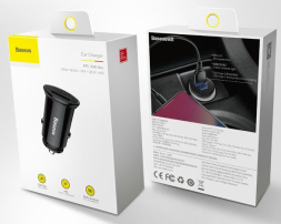 Автомобильное зарядное устройство Baseus Circular Plastic 1USB/1C 30W (CCALL-YS01) черное