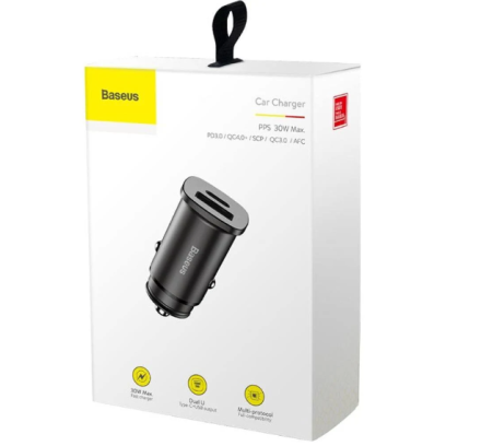 Автомобильное зарядное устройство Baseus Circular Plastic 1USB/1C 30W (CCALL-YS01) черное