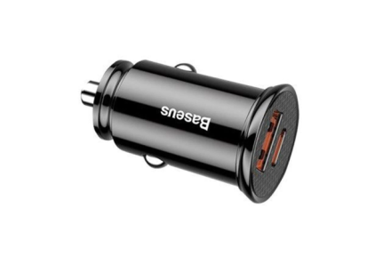 Автомобильное зарядное устройство Baseus Circular Plastic 1USB/1C 30W (CCALL-YS01) черное