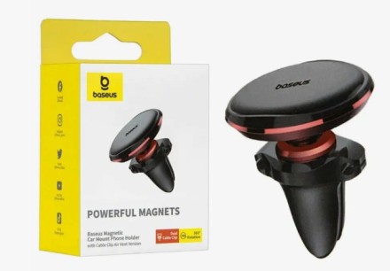 Держатель в автомобиль на торпеду Baseus Magnetic Air с держателем для кабеля SUGX-A09 красный