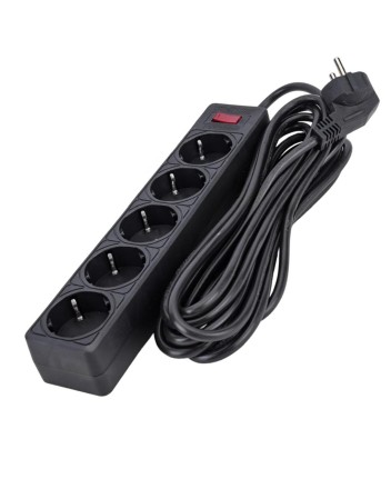 Сетевой фильтр Smartbuy One, 10А, 2 200 Вт, 5 розеток, длина 5,0 м, черный (SBSP-50-K)/35
