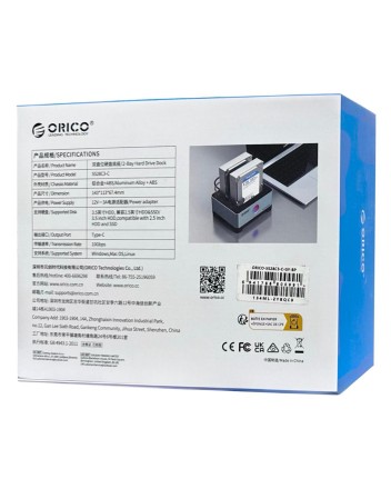 Док-станция для 2 HDD Orico 5528C3-C-GY 10Gbps USB-C/USB3.1 черная
