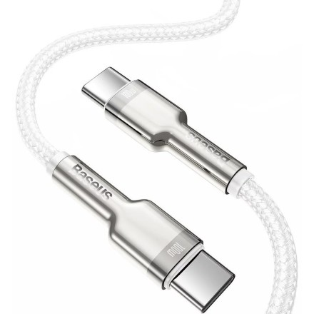 Кабель-зарядка Type-C на Type-C Baseus Cafule Metal 100W 1м CATJK-C02 белый