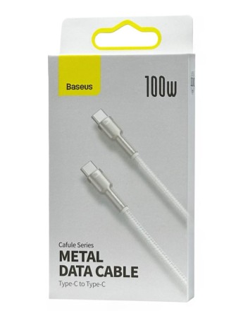Кабель-зарядка Type-C на Type-C Baseus Cafule Metal 100W 1м CATJK-C02 белый