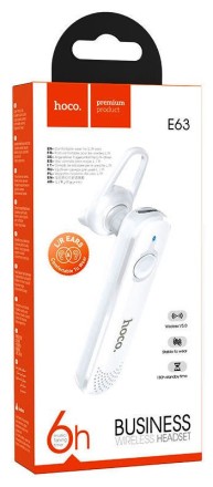 Bluetooth-гарнитура Hoco E63 BT5.0/70mAh/6ч белая