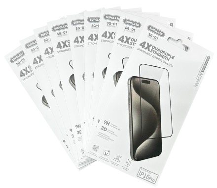 Защитное стекло для i-Phone 16 Pro Supglass SG-01 3D чёрное