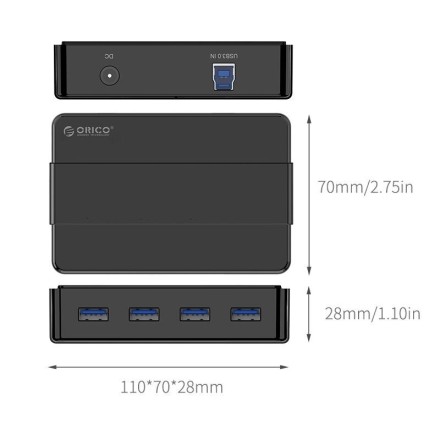 USB3.0 хаб Orico H4928-U3-V1-BK USB3.0x4 черный