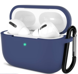 Силиконовый чехол для AirPods Pro 2 c карабином темно-синий