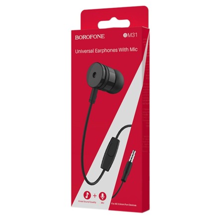 Наушники с микрофоном Borofone BM31 Mysterious 1.2м черные