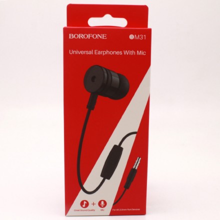 Наушники с микрофоном Borofone BM31 Mysterious 1.2м черные