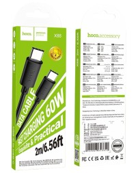 Usb Кабель-зарядка Type-C на Type-C Hoco X88 3.0A  60W 2M черный