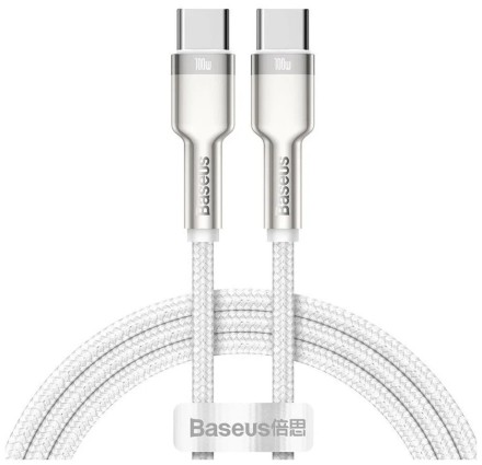 Кабель-зарядка Type-C на Type-C Baseus Cafule Metal 100W 2м CATJK-D02 белый