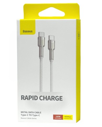 Кабель-зарядка Type-C на Type-C Baseus Cafule Metal 100W 2м CATJK-D02 белый