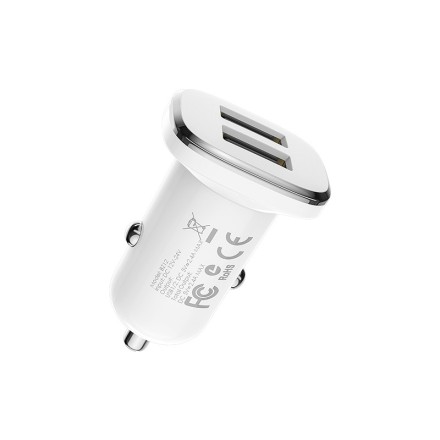 Автомобильное заряд. устр. Borofone BZ12 с шнуром Lightning 2USB 2.4A белое