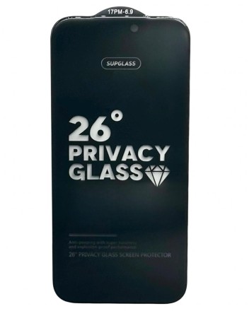 Защитное стекло для i-Phone 17 Pro Max Supglass SG-12 Антишпион 26° чёрное