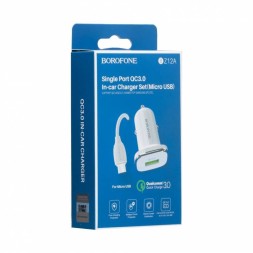 Автомобильное зарядное устройство Borofone BZ12A с шнуром Micro 1USB 3A белое