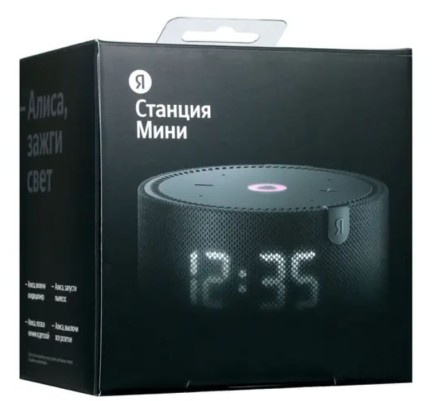 Умная колонка Яндекс Станция Мини 2 с часами черная
