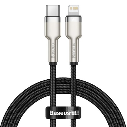 Кабель-зарядка Type-C на Lightning Baseus Cafule Metal 20W 1м CATLJK-A01 чёрный