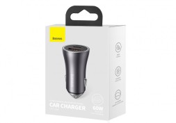 Автомобильное заряд. устр. Baseus Golden Contactor Pro Triple Charger 1USB/2C 65W CGJP010013 серое