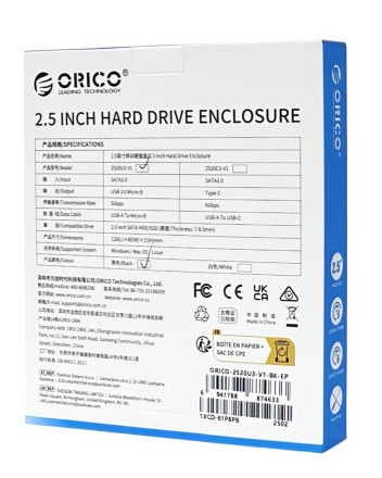 Внешний корпус для HDD/SSD 2.5&quot; Orico 2520U3 USB3.0 Micro-B черный