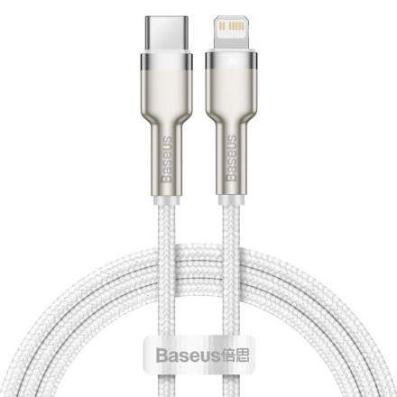 Кабель-зарядка Type-C на Lightning Baseus Cafule Metal 20W 1м CATLJK-A02 белый