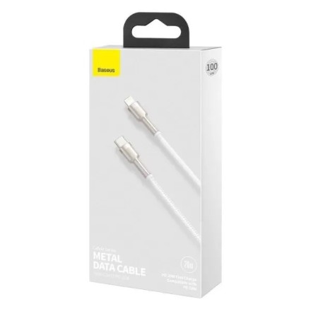 Кабель-зарядка Type-C на Lightning Baseus Cafule Metal 20W 1м CATLJK-A02 белый