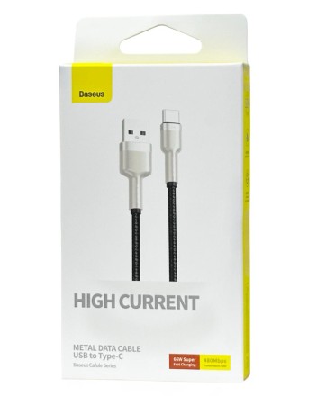 Usb Кабель-зарядка TYPE-C Baseus Cafule Series Metal Data Cable 66W 1м (CAKF000101) черный