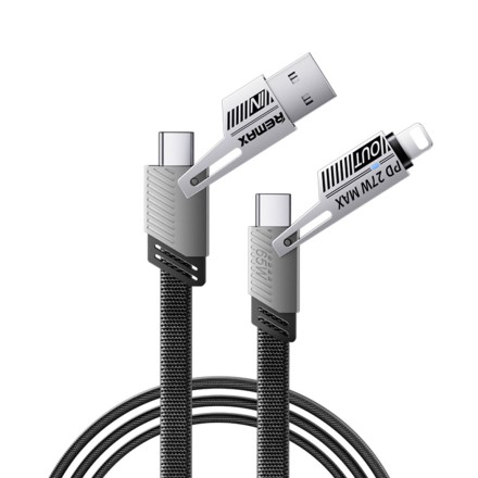 USB/USB-C Кабель-зарядка Remax RC-C189 3в1 Lightning/Type-C 1м 65W черный