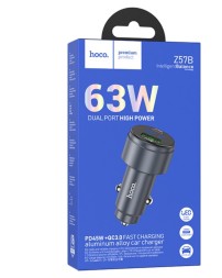Автомобильное заряд. устр. Hoco Z57B 1USB/1C 63W серый