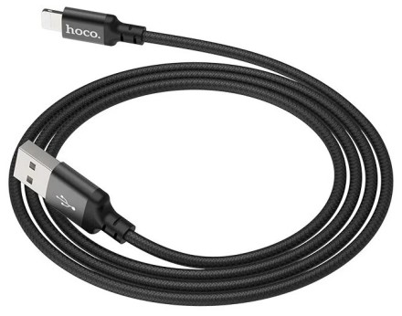 Usb Кабель-зарядка Lightning Hoco X14 Times speed 2A 2м в тканевой оплетке черный