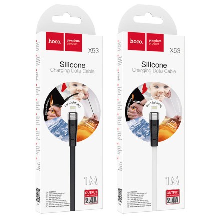 Usb Кабель-зарядка Lightning Hoco X53 Angel 2.4A 1м плоский силиконовый чёрный
