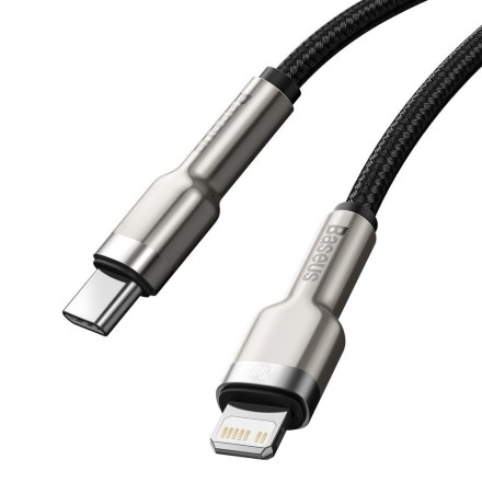 Кабель-зарядка Type-C на Lightning Baseus Cafule Metal 20W 2м (CATLJK-B01) черный