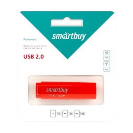 Картридер Smartbuy 715 USB - SD/microSD (SBR-715-R) красный