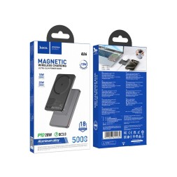 Powerbank с беспроводной зарядкой MagSafe Hoco Q26 5000mAh 1USB-C 20W серый