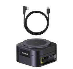 Беспроводное зарядное устройство 2в1 Baseus PicoGo Series Qi2 67W (P10276800123-00) черное